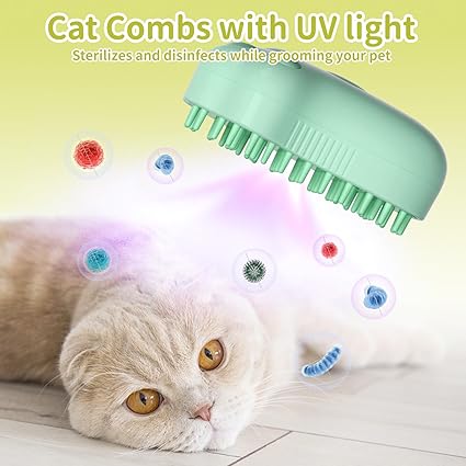 Steam Brush with Ultraviolet Rays, Pet Cleaning and Massage Brush, Used for Dandruff and Loose Hair on Cats