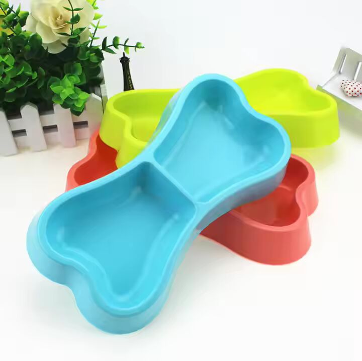 Bone Shaped Double Pet Feeding Bowl – Perfect for Cats & Dogs