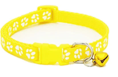 Cute Cat Printed Paws Collar with Bell Adjustable For Cats