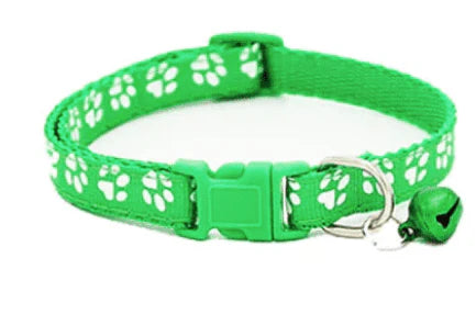 Cute Cat Printed Paws Collar with Bell Adjustable For Cats