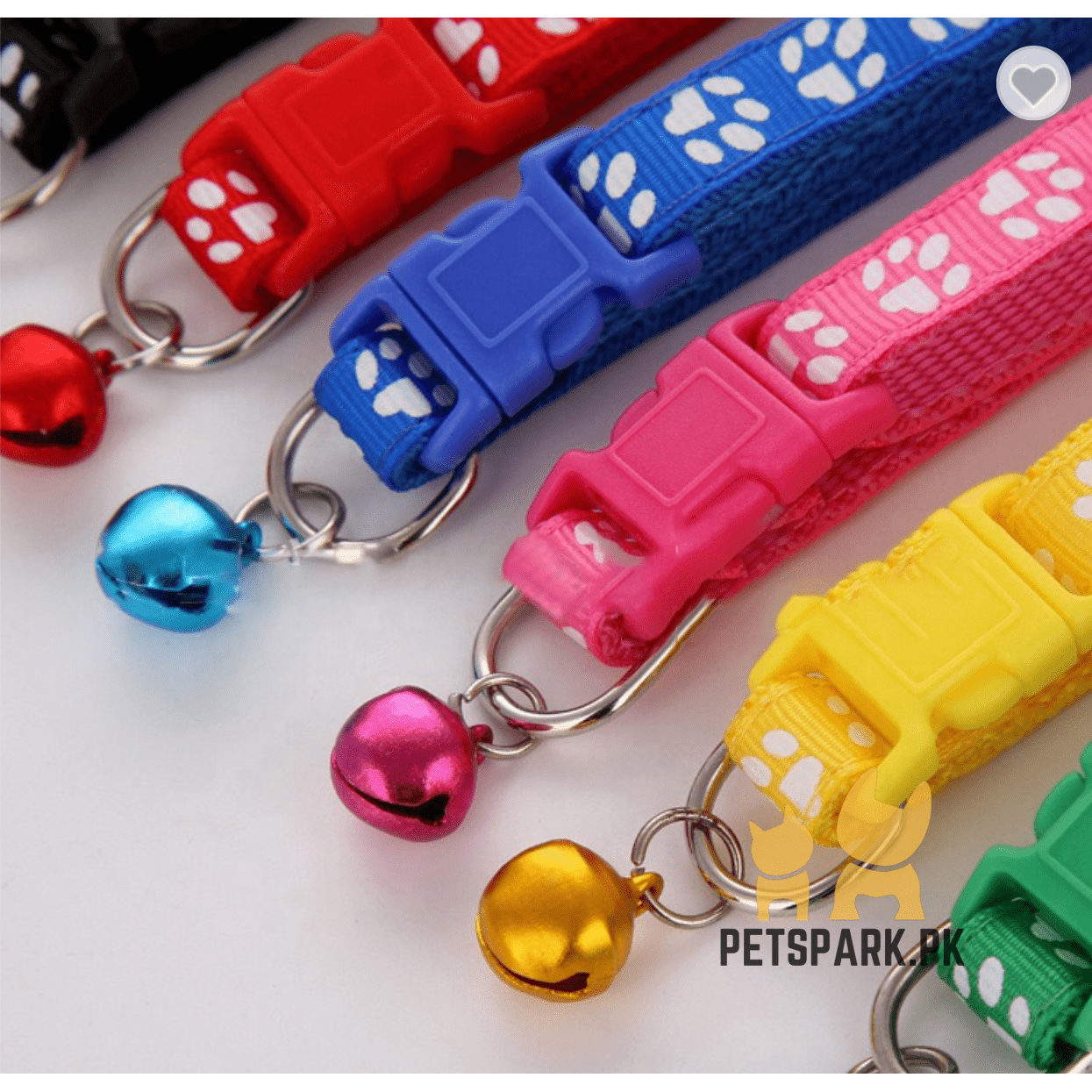 Cute Cat Printed Paws Collar with Bell Adjustable For Cats