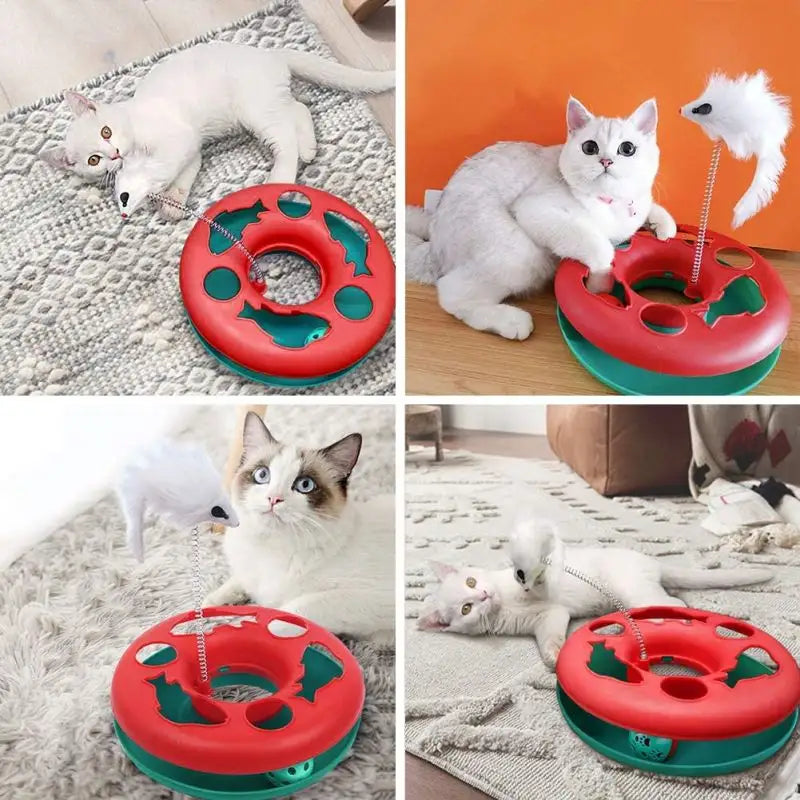 Interactive Kitten Toys Roller Tracks Cat Toys with Exercise Balls Teaser Mouse