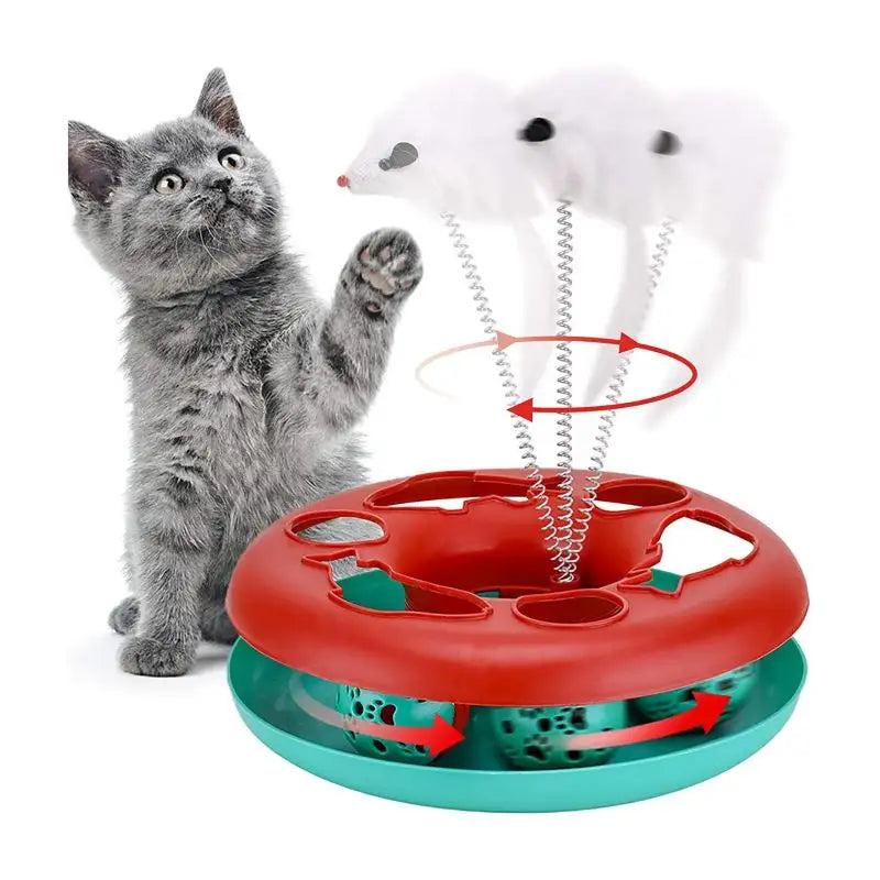 Interactive Kitten Toys Roller Tracks Cat Toys with Exercise Balls Teaser Mouse