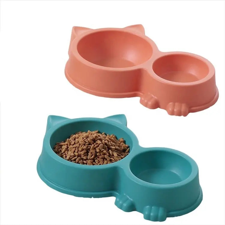 Popular Cat Head Shaped Double Bowl