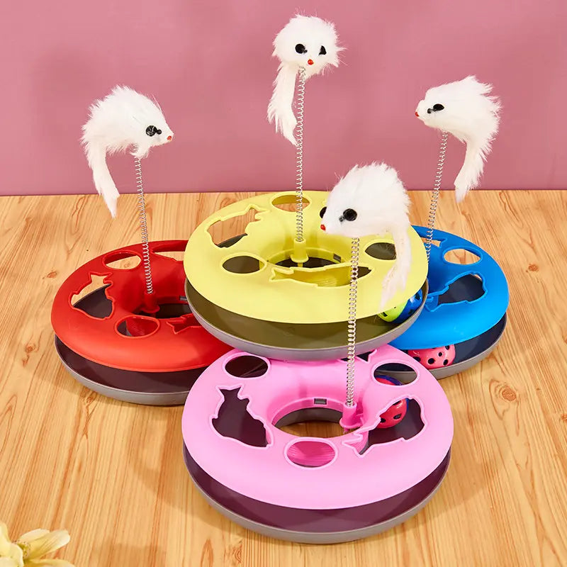 Interactive Kitten Toys Roller Tracks Cat Toys with Exercise Balls Teaser Mouse