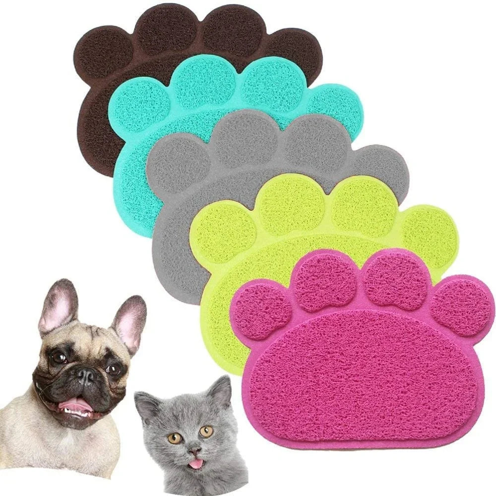 Non-Slip Paw Shaped Mat for Cat Litter Tray or Food Bowls (40cm*30cm)