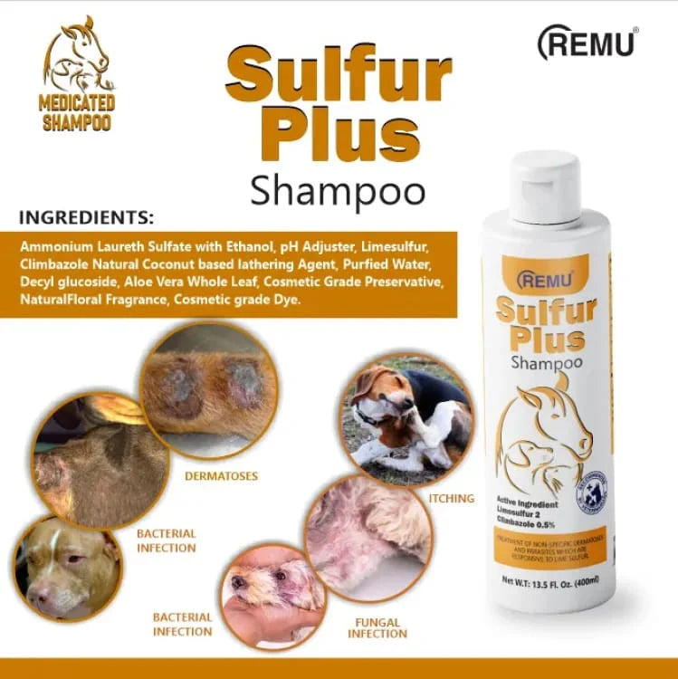 Remu - Sulfur Plus Medicated Shampoo For Cat & Dogs 120 ML