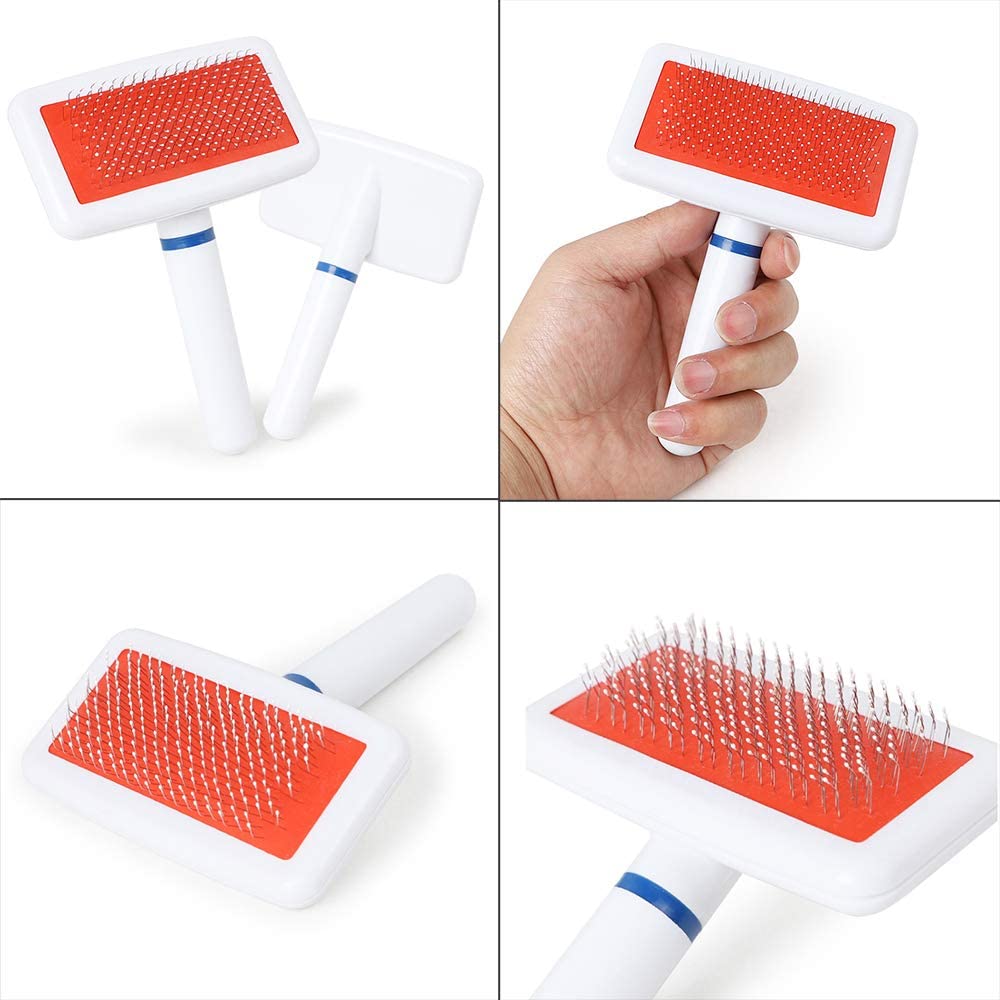 White Grooming Brush for Cats and Dogs